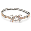 Rose Gold-Plated Black Toned Square Shaped White American Diamond Studded Bracelet