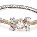 Rose Gold-Plated Black Toned Square Shaped White American Diamond Studded Bracelet