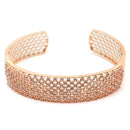 Rose Gold-Plated White American Diamond Studded Cuff Bracelet