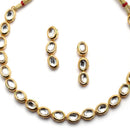 Gold-Plated White Kundan Studded Necklace with Earrings Jewellery set
