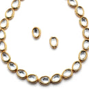 Gold-Plated White Kundan Studded Necklace with Earrings Jewellery set