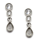 Oxidised Silver-Plated White Round American Diamond Studded Necklace with Earrings Jewellery Set