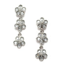 Oxidised Silver-Plated Flower Shaped White American Diamond Studded Necklace with Earrings Jewellery Set