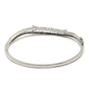 Rhodium-Plated Silver Toned White Teardrop Shape American Diamond Studded Bracelet