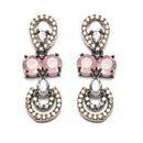 Rose Gold-Plated Gunmetal Toned Pink American Diamonds Studded Contemporary Necklace & Earrings Jewellery Set