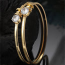 Gold-Plated White Cubic Zirconia Stone studded Bangle Bracelet