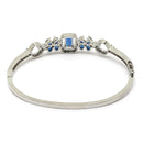Rhodium-Plated Silver Toned Square Shaped Royal Blue American Diamond Studded Bracelet