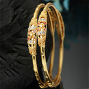 Set Of 2 Gold-Plated Red American Diamond studded Flower Shaped Bangles