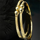 Gold-Plated Classic Textured Bangle Bracelets (Set Of 2)