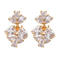 Gold-Plated Pear White American Diamond Studded Necklace with Earrings Jewellery Set