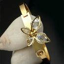 Gold-Plated Butterfly Shaped White Cubic Zirconia Stone studded Kada Bracelet
