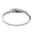 Rhodium-Plated Silver Toned Sea Blue American Diamond Studded Bracelet