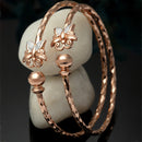Rose Gold-Plated Flower Shaped White Cubic Zirconia studded Bangle Bracelets (Set Of 2)