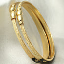 Gold-Plated Classic Black Textured Bangle Bracelets (Set Of 2)