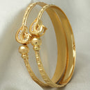Gold-Plated Intricate Leaf Bangle Bracelets (Set Of 2)