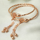 Rose Gold-Plated  Peacock White Cubic Zirconia Stone studded Bracelets (Set Of 2)