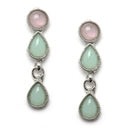 Oxidised Silver-Plated Lime Green-Pink American Diamond Studded Necklace with Earring Jewellery Set