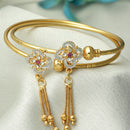 Gold-Plated White & Pink Cubic Zirconia Stone studded Bangle Bracelet