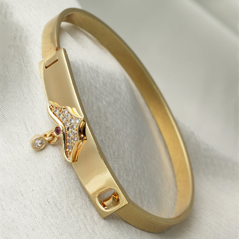 Gold-Plated White American Diamond studded Bracelet With Charm