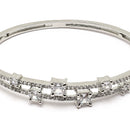 Rhodium-Plated Silver Toned Square Shaped White American Diamond Studded Bracelet