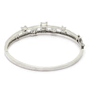Rhodium-Plated Silver Toned Square Shaped White American Diamond Studded Bracelet