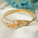 Gold-Plated White Cubic Zirconia studded Bangle Bracelets (Set Of 2)