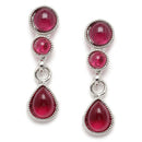 Oxidised Silver-Plated Red Round American Diamond Studded Necklace with Earrings Jewellery Set