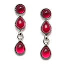 Oxidised Silver-Plated Red American Diamond Studded Necklace with Earrings Jewellery Set