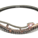 Rose Gold-Plated Black Toned Pink American Diamond Studded Kada Bracelet