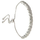 Rhodium Plated Silver Toned Cubic Zirconia Stone-Studded Bracelet