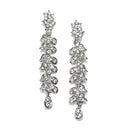 Rhodium-Plated White Cubic Zirconia Studded Leafy Shaped Necklace with Earrings Jewellery Set