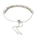 Rhodium Plated Silver Toned Cubic Zirconia Stone-Studded Bracelet