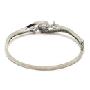 Rhodium Plated Silver Toned Round Pink American Diamond Studded  Bracelet