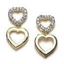Gold-Plated Dual Toned White American Diamond Studded Heart Shaped Jewellery Set