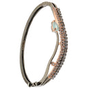 Rose Gold-Plated Black Toned Sea Green American Diamond Studded Kada Bracelet