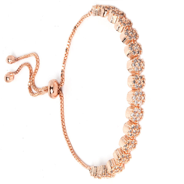 Rose Gold Plated Round Shaped  American diamond Stone-Studded Bracelet