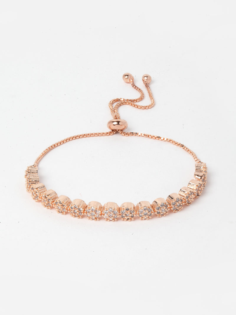 American Diamond Rose Gold-Plated  Brass  Wraparound Bracelet