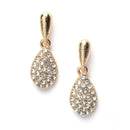 Gold-Plated White Cubic Zirconia Studded Teardrop Shaped Necklace with Earrings Jewellery Set