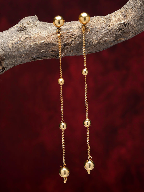 Gold-Toned Pearls Tasselled Classic Drop Earrings