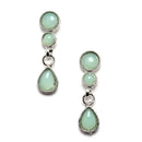 Oxidised Silver-Plated Lime Green Round American Diamond Studded Necklace with Earring Jewellery Set