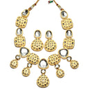 Gold-Plated Kundan Studded Yellow Enamelled Necklace With Earrings Jewellery Set