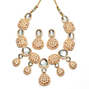 Gold-Plated Kundan Studded Pink Enamelled Necklace With Earrings Jewellery Set