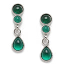 Oxidised Silver-Plated Green Round American Diamond Studded Necklace with Earrings Jewellery Set