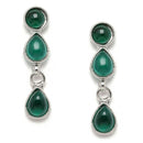Oxidised Silver-Plated Green American Diamond Studded Necklace with Earring Jewellery Set