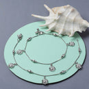 Rhodium Plated Silver Toned Flower Shaped White Cubic Zirconia Stone Studded Charm Anklets