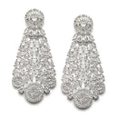 Rhodium-Plated Silver Toned White American Diamond Choker Necklace with Earrings Jewellery Set