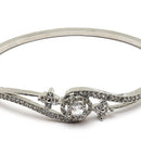 Rhodium Plated Silver Toned Round White American Diamond Studded  Bracelet