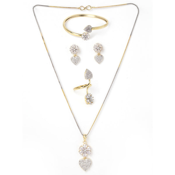 Red & White Gold-Toned Alloy Gold-Plated Studded Jewellery Set Combo