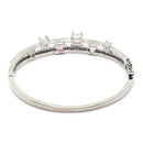 Rhodium-Plated Silver Toned Square Shaped Pink American Diamond Studded Bracelet