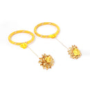 Yellow & White Pearl Gota Patti Flower Jewellery Set Combo